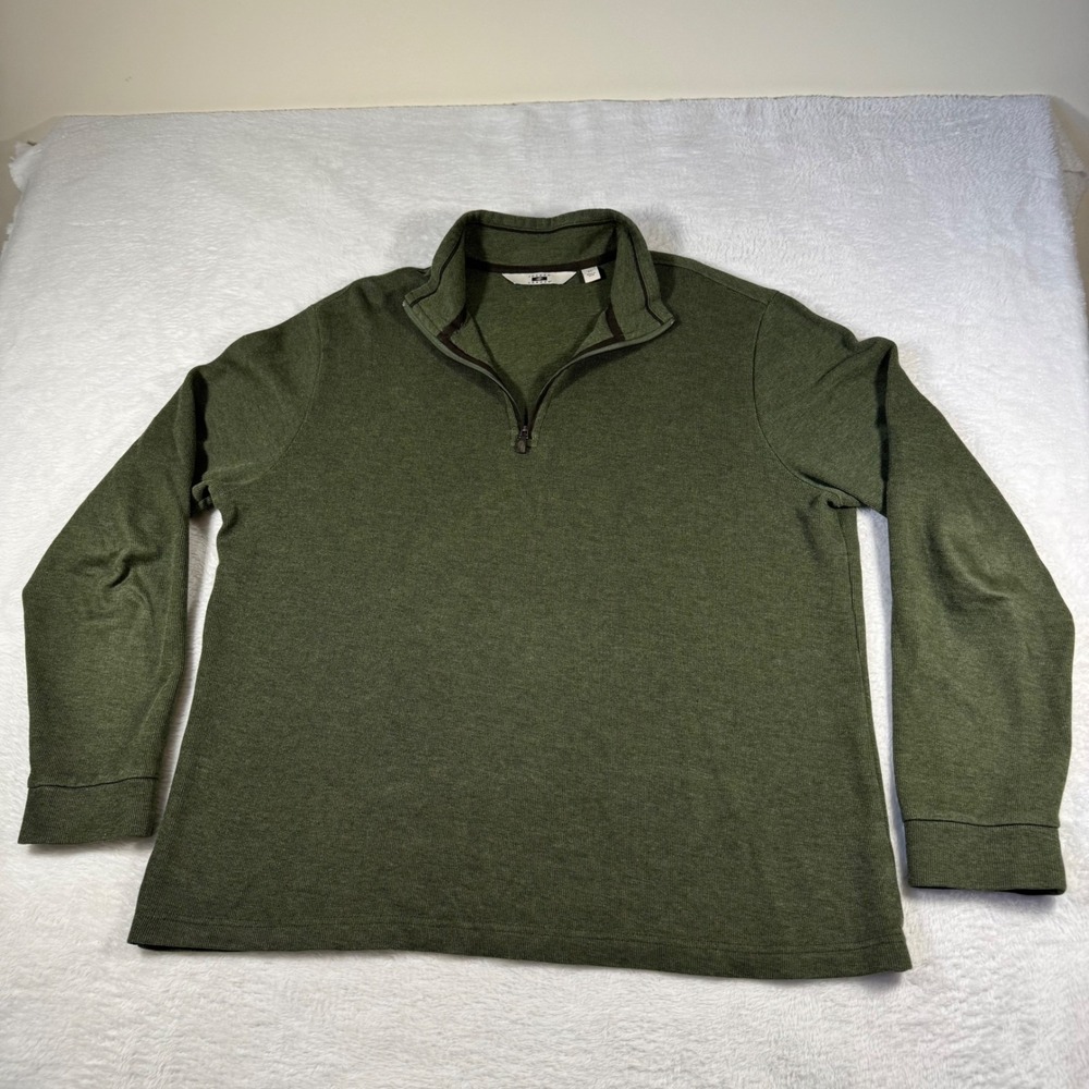 Joseph Abboud Quarter Zip Pullover Mens XL Olive Green Excellent Cotton Modal